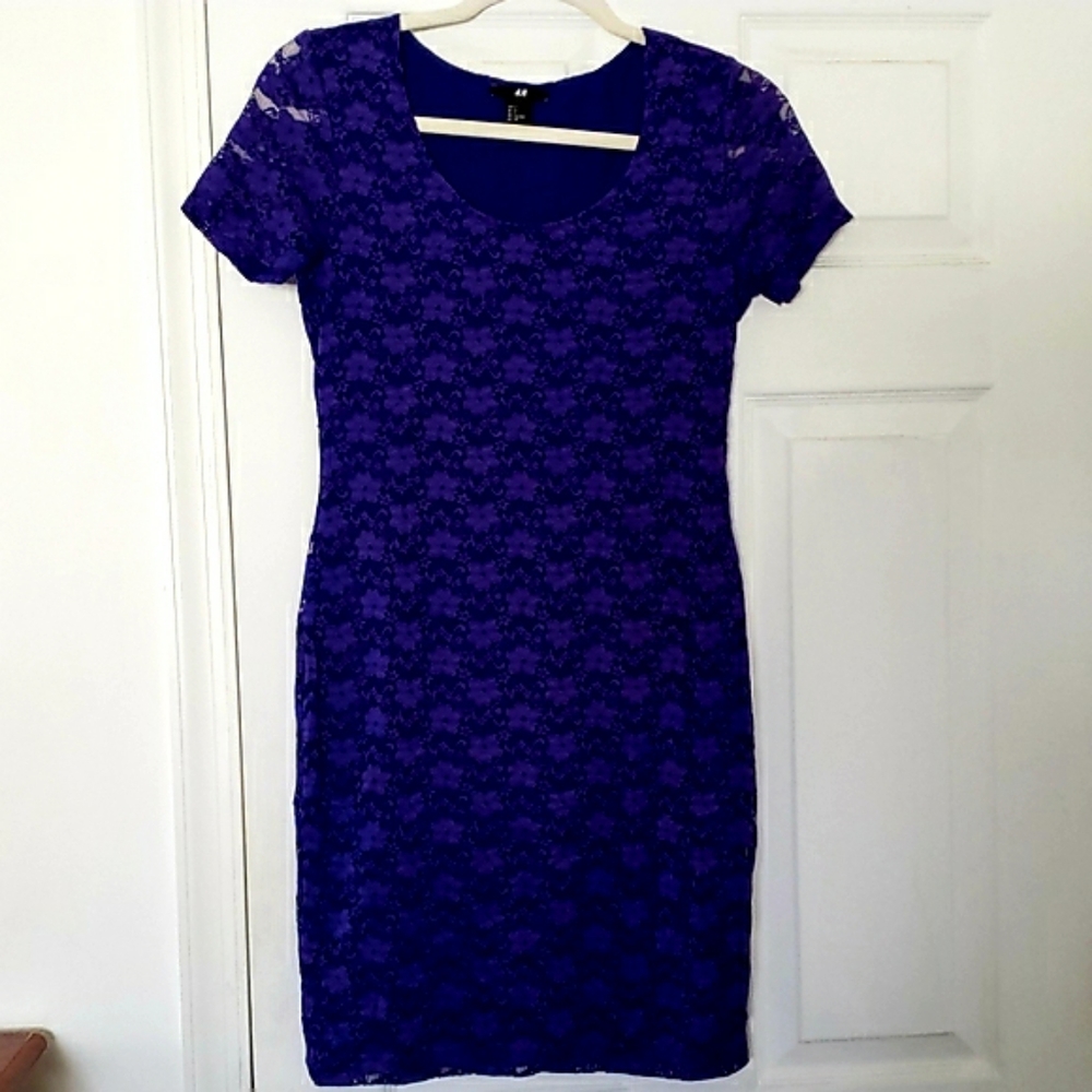 H&M Small Blue Floral Lace Dress NWOT